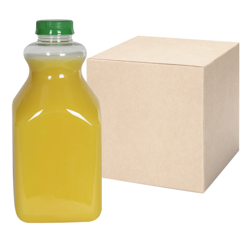 59 oz. Clear PET Square Bottles with 43mm Tamper Evident Caps - Case of 36
