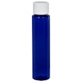 1 oz. Cobalt Blue Slim PET Cylinder Bottle with 20/410 White Ribbed Cap with F217 Liner