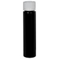 1 oz. Black Slim PET Cylinder Bottle with 20/410 White Ribbed CRC Cap with F217 Liner