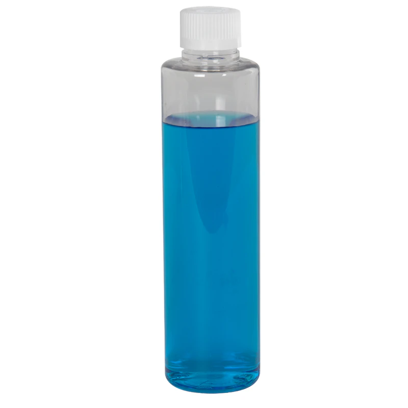 4 oz. Clear PET Slim Cylindrical Bottle with 24/400 White Ribbed CRC Cap with F217 Liner