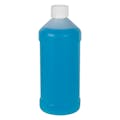 16 oz. Natural HDPE Modern Round Bottle with 28/410 White Ribbed CRC Cap with F217 Liner