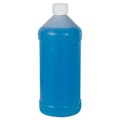 32 oz. Natural HDPE Modern Round Bottle with 28/410 White Ribbed CRC Cap with F217 Liner