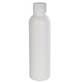 4 oz. White HDPE Tall Cosmo Bottle with 24/410 White Ribbed Cap with F217 Liner