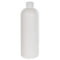 32 oz. HDPE White Tall Cosmo Bottle with 28/410 White Ribbed Cap with F217 Liner