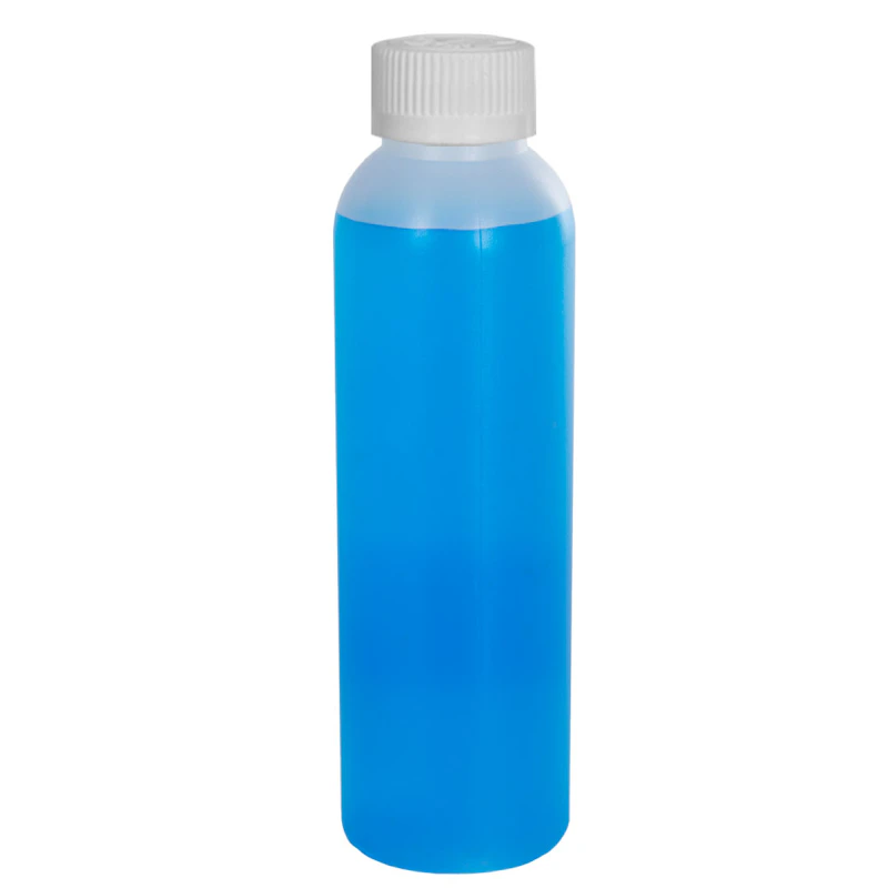 4 oz. Natural HDPE Cosmo Bottle with 24/400 White Ribbed Polypropylene Child-Resistant Cap (CRC) with F217 Liner