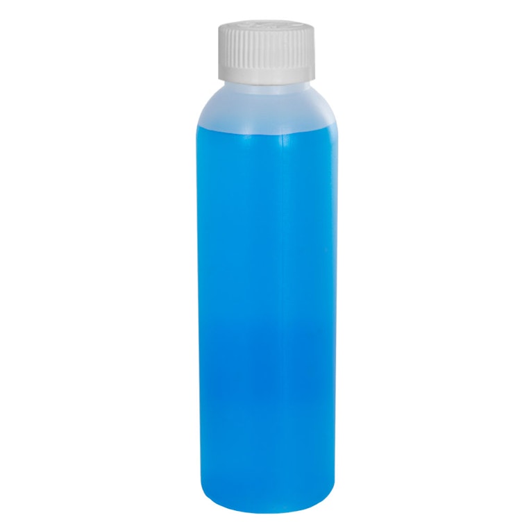 4 oz. Natural HDPE Cosmo Bottle with 24/400 White Ribbed CRC Cap with F217 Liner