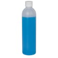 8 oz. Natural HDPE Cosmo Bottle with 24/410 White Ribbed Cap with F217 Liner
