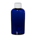 2 oz. Cobalt Blue PET Cosmo Oval Bottle with 20/410 White Ribbed Cap with F217 Liner