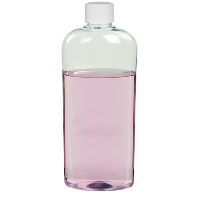 15.2 oz. Clear PET Vale High Clarity Oval Bottle with 28/410 White Ribbed Cap with F217 Liner