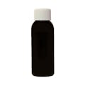 1 oz. Black PET Cosmo Round Bottle with 20/410 White Ribbed Cap with F217 Liner