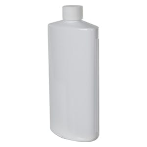 16 oz. White PVC Oval Bottle with 28/410 White Ribbed Cap with F217 Liner