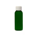1 oz. Dark Green PET Cosmo Round Bottle with 20/410 White Ribbed Cap with F217 Liner