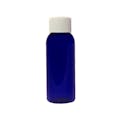 1 oz. Cobalt Blue PET Cosmo Round Bottle with 20/410 White Ribbed Cap with F217 Liner
