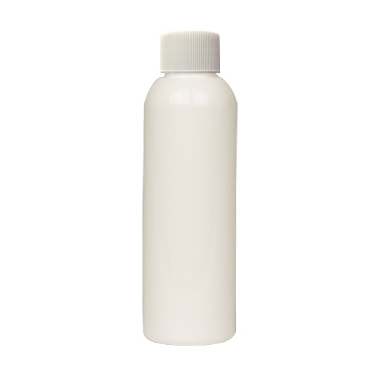 2 oz. White PET Cosmo Round Bottle with 20/410 White Ribbed Cap with F217 Liner