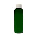 2 oz. Dark Green PET Cosmo Round Bottle with 20/410 White Ribbed Cap with F217 Liner