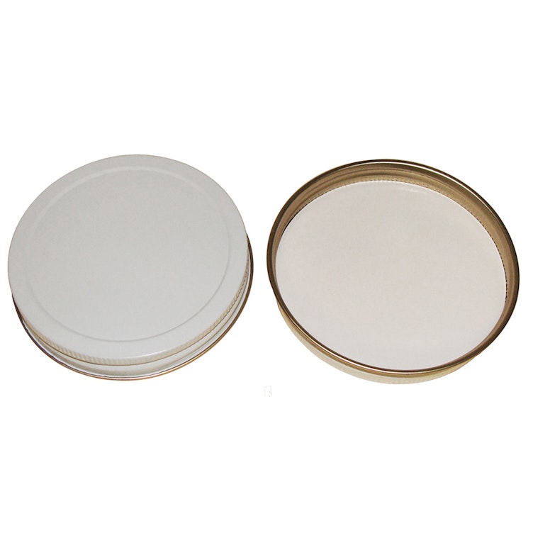 White/Gold Tin Caps with Pulp/PE Liner