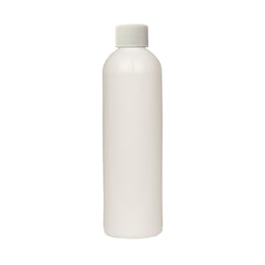 4 oz. White PET Cosmo Round Bottle with 20/410 White Ribbed Cap with F217 Liner