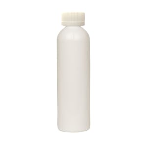 4 oz. White PET Cosmo Round Bottle with 20/410 White Ribbed CRC Cap with F217 Liner