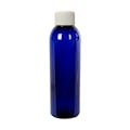 4 oz. Cobalt Blue PET Cosmo Round Bottle with 20/410 White Ribbed Cap with F217 Liner