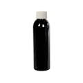 4 oz. Black PET Cosmo Round Bottle with 24/410 White Ribbed Cap with F217 Liner