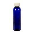 4 oz. Cobalt Blue PET Cosmo Round Bottle with 24/410 White Ribbed CRC Cap with F217 Liner