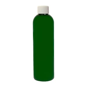 4 oz. Dark Green PET Cosmo Round Bottle with 24/410 White Ribbed Cap with F217 Liner