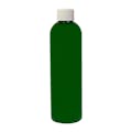 4 oz. Dark Green PET Cosmo Round Bottle with 24/410 White Ribbed Cap with F217 Liner