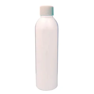 6 oz. White PET Cosmo Round Bottle with 24/410 White Ribbed Cap with F217 Liner