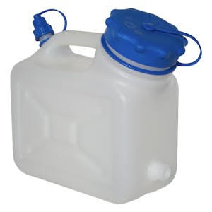 5 Liter Wide Mouth HDPE Jerrican with Blue Vented Cap & 3/4" Threaded Connector