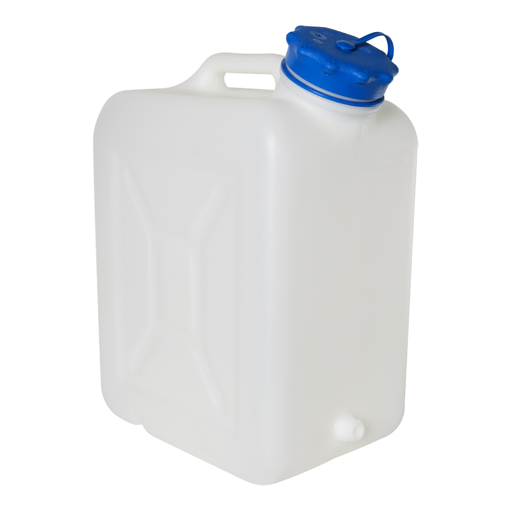 30 Liter Wide Mouth HDPE Jerrican with Blue Vented Cap & 3/4