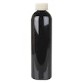 6 oz. Black PET Cosmo Round Bottle with 24/410 White Ribbed CRC Cap with F217 Liner