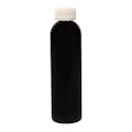 8 oz. Black PET Cosmo Round Bottle with 24/410 White Ribbed CRC Cap with F217 Liner
