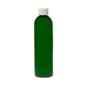 8 oz. Dark Green PET Cosmo Round Bottle with 24/410 White Ribbed Cap with F217 Liner
