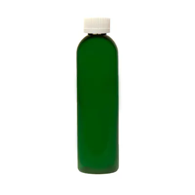 8 oz. Dark Green PET Cosmo Round Bottle with 24/400 White Ribbed CRC Cap with F217 Liner