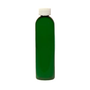 8 oz. Dark Green PET Cosmo Round Bottle with 24/410 White Ribbed CRC Cap with F217 Liner
