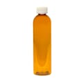 8 oz. Clarified Amber PET Cosmo Round Bottle with 24/410 White Ribbed CRC Cap with F217 Liner