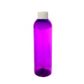 8 oz. Purple PET Cosmo Round Bottle with 24/410 White Ribbed Cap with F217 Liner