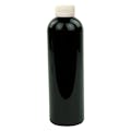 12 oz. Black PET Cosmo Round Bottle with 24/410 White Ribbed CRC Cap with F217 Liner