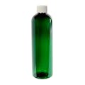 12 oz. Dark Green PET Cosmo Round Bottle with 24/410 White Ribbed Cap with F217 Liner