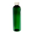 12 oz. Dark Green PET Cosmo Round Bottle with 24/410 White Ribbed CRC Cap with F217 Liner