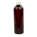 16 oz. Light Amber PET Cosmo Round Bottle with 24/410 White Ribbed CRC Cap with F217 Liner
