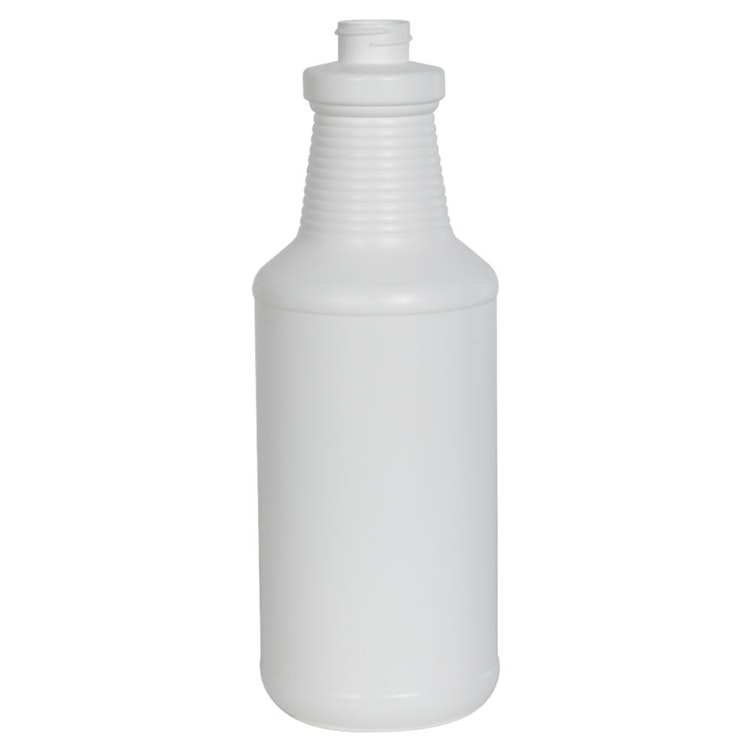 32 oz. White HDPE Carafe Spray Bottle with 28/400 Neck (Sprayers or Caps Sold Separately)