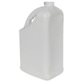 128 oz. White HDPE PCR Slant Handle Jug with 38/400 White Ribbed Cap with F217 Liner
