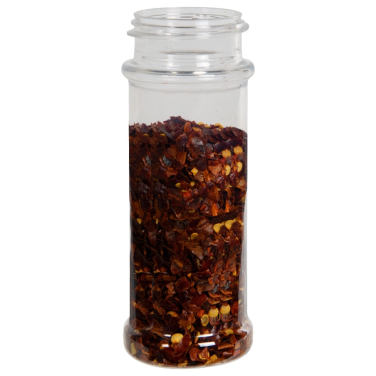 3.75 oz. Clear PET Round Spice Jar with 43/485 Neck (Cap Sold