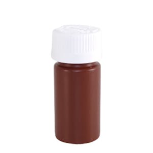 1/2 oz. Brown PET Round Liquid Bottle with 20/400 White CR Cap