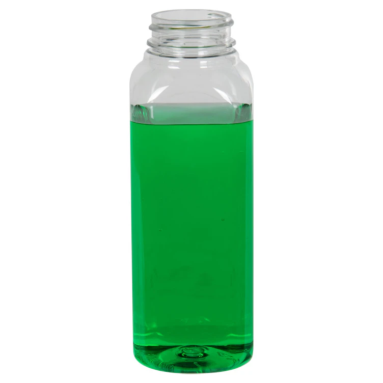 12 oz. Clear PET French Square Bottle with 38/400 Neck (Cap Sold Separately)