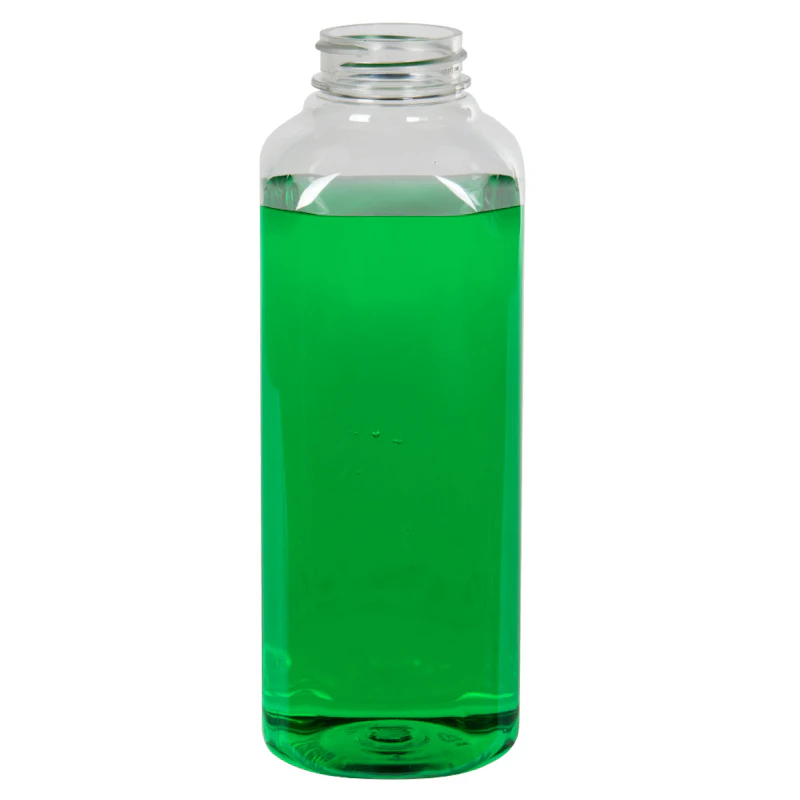 20 oz. Clear PET French Square Bottle with 38/400 Neck (Cap Sold Separately)