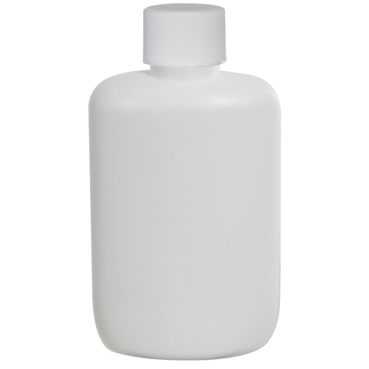 2 oz. White HDPE Oval Bottle with 20/410 White Ribbed Cap with F217 Liner