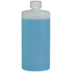 6 oz. Natural HDPE Oval Bottle with 20/410 White Ribbed CRC Cap with F217 Liner