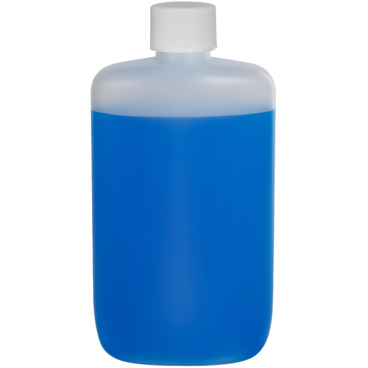 8 oz. Natural HDPE Oval Bottle with 24/410 White Ribbed Cap with F217 Liner